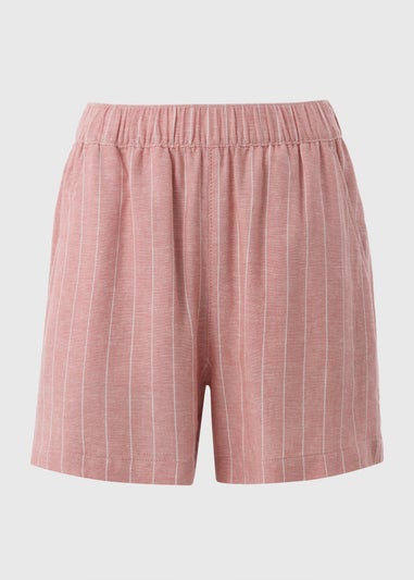 Pink Stripe Linen Blend Shorts