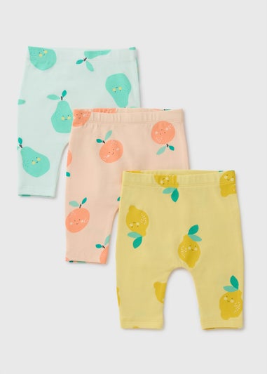 3 Pack Baby Multicolour Fruit Leggings (Newborns-23mths)