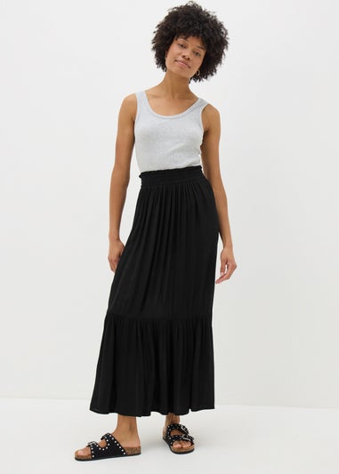 Petite Black Cheesecloth Maxi Skirt