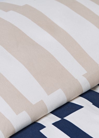 Navy Linear Geometric Duvet Set