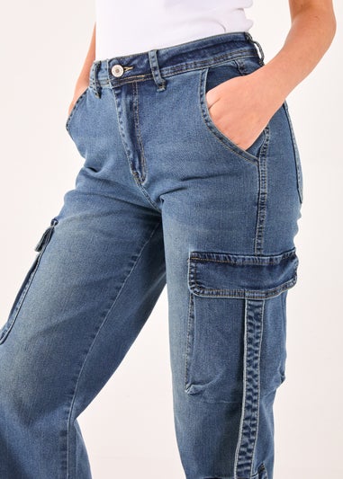 Pink Vanilla Blue Denim Cargo Jeans