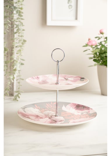 Catherine Lansfield Dramatic Floral 2 Tier Cake Stand