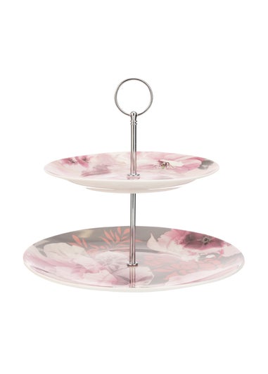 Catherine Lansfield Dramatic Floral 2 Tier Cake Stand