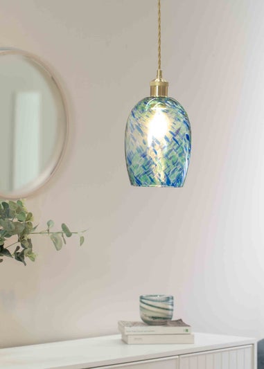 ValueLights India Glass Marble Effect Green Dome Ceiling Pendant Shade