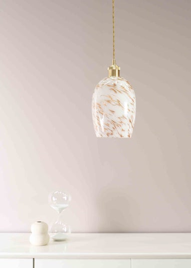 ValueLights India Glass Marble Effect White Dome Ceiling Pendant Shade