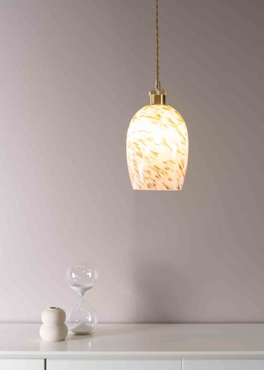 ValueLights India Glass Marble Effect White Dome Ceiling Pendant Shade