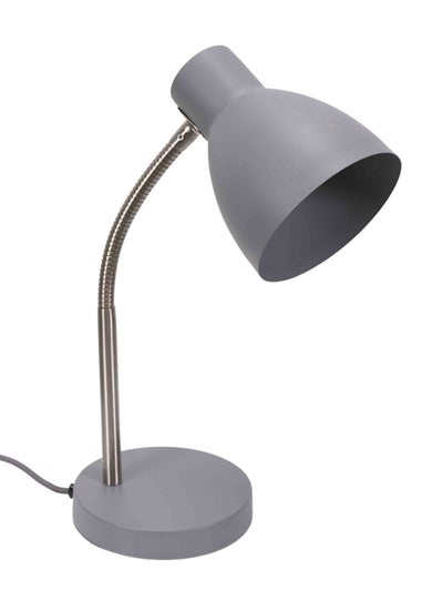 ValueLights Keela Matte Grey Table Lamp with Oval Shade (35cm x 14cm x 27cm)