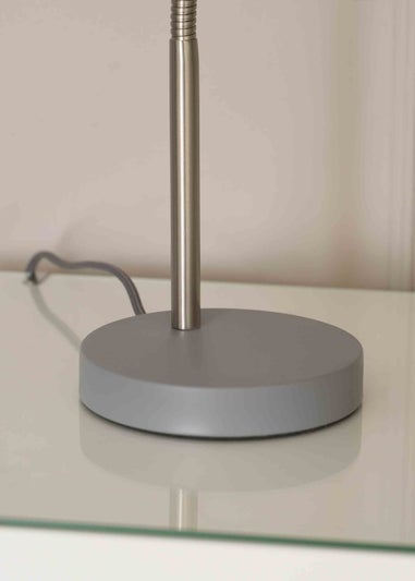 ValueLights Keela Matte Grey Table Lamp with Oval Shade (35cm x 14cm x 27cm)