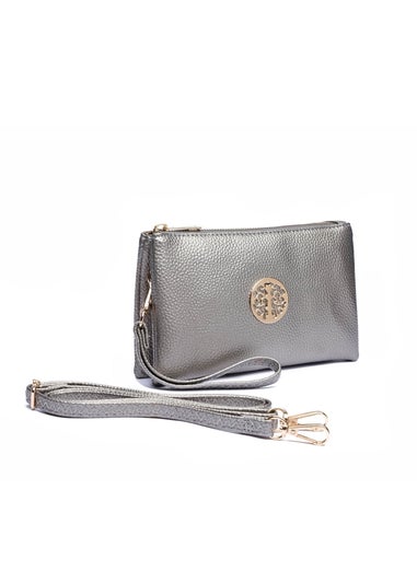 Raffaella Metallic Silver Clutch Purse