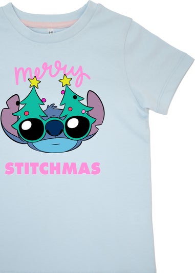 Disney Lilo & Stitch Merry Stitchmas Kids Blue Stars Pyjamas (3-8 Years)