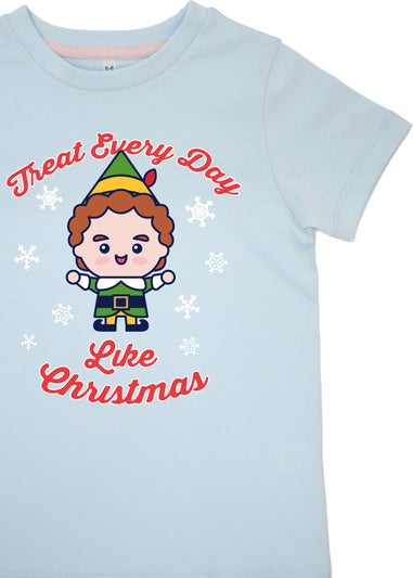 Elf Treat Every Day Like Christmas Kids Blue Stars Pyjamas (3-8 Years)