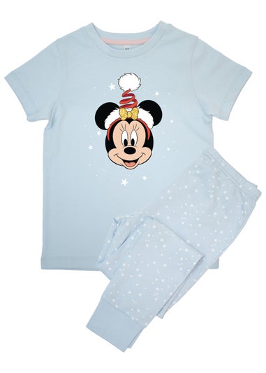 Disney Minnie Mouse Face Kids Blue Stars Pyjamas (3-8 Years)