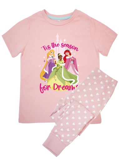 Disney Tis The Season For Dreams Kids Pink Hearts Pyjamas (3-6 Years)