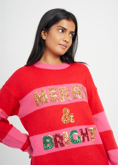 Brave Soul Red Sequin Christmas Jumper