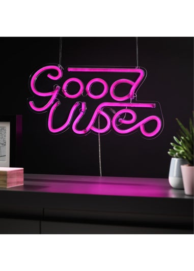 RED5 Purple Neon Effect Good Vibes Wall Light