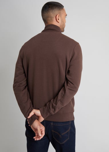 Threadbare Chocolate 1/4 Zip Neck Sweatshirt