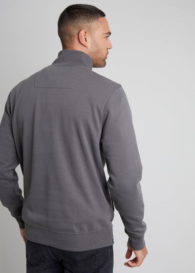 Threadbare Dark Grey 1/4 Zip Neck Sweatshirt