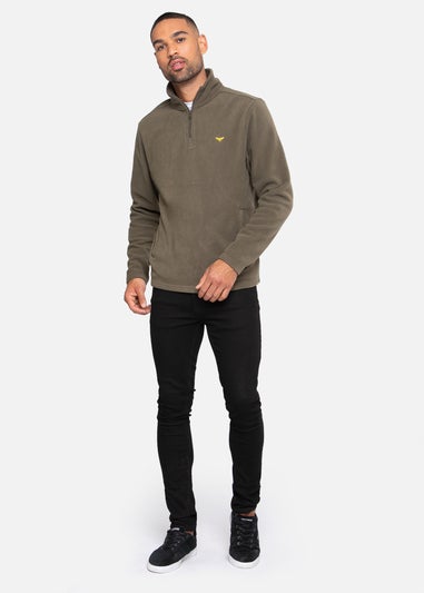 Threadbare Khaki Quarter Zip Fleece Sweatshirt