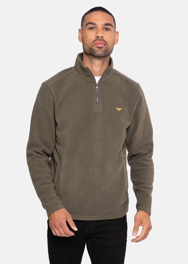 Threadbare Khaki Quarter Zip Fleece Sweatshirt