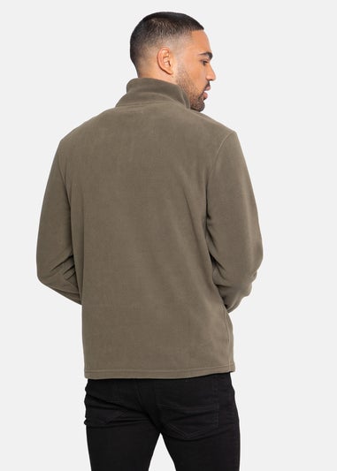 Threadbare Khaki Quarter Zip Fleece Sweatshirt