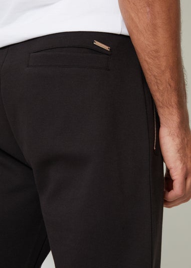 Threadbare Black Pintuck Detail Pique Cuffed Joggers