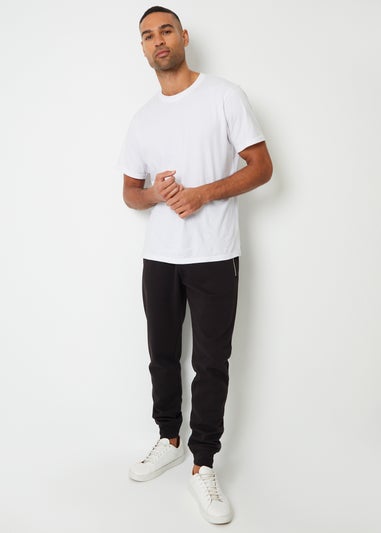 Threadbare Black Pintuck Detail Pique Cuffed Joggers