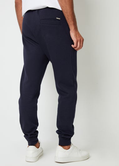 Threadbare Navy Pintuck Detail Pique Cuffed Joggers