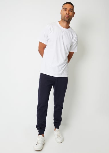 Threadbare Navy Pintuck Detail Pique Cuffed Joggers