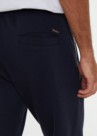 Threadbare Navy Open Hem Pique Joggers