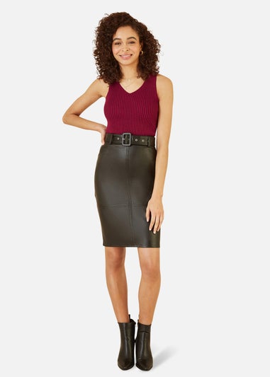 Yumi Burgundy Metallic Rib Knitted Vest Top