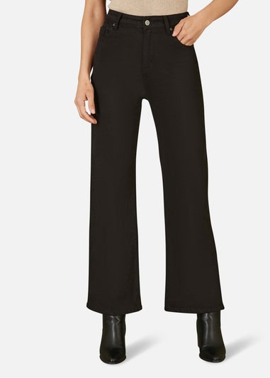 Yumi Black Stretch Canvas Wide Leg High Waist Jeans