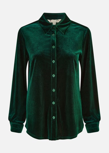 Yumi Green Velvet Relaxed Fit Shirt