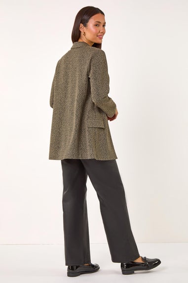 Roman Camel Longline Textured Jersey Blazer