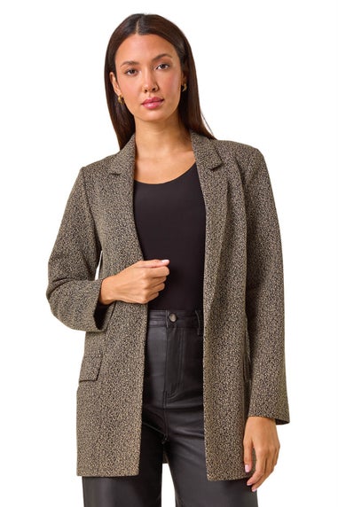 Roman Camel Longline Textured Jersey Blazer