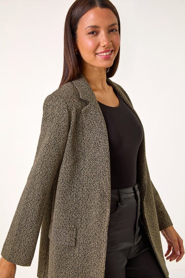 Roman Camel Longline Textured Jersey Blazer