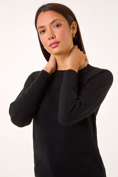 Roman Black Plain Soft Crew Neck Jumper