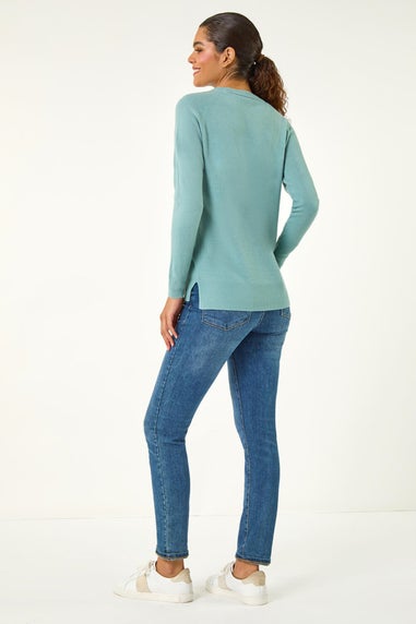 Roman Pale Blue Plain Soft Crew Neck Jumper