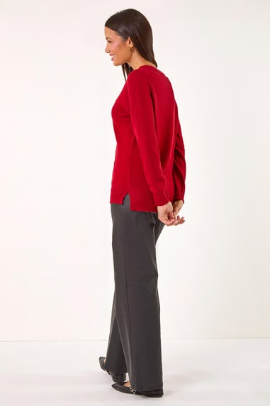 Roman Red Plain Soft Crew Neck Jumper