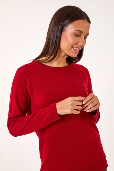 Roman Red Plain Soft Crew Neck Jumper