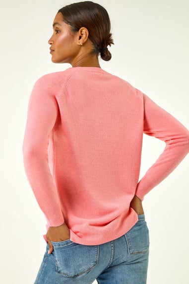 Roman Rose Plain Soft Crew Neck Jumper