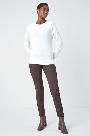 Roman Ivory Plain Soft Crew Neck Jumper