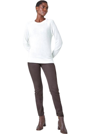 Roman Ivory Plain Soft Crew Neck Jumper