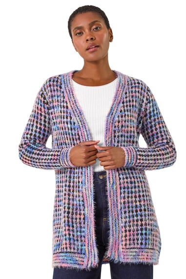 Roman Lavender Spacedye Fluffy Cardigan