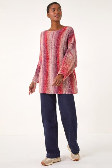 Roman Pink Slash Neck Boucle Knit Jumper