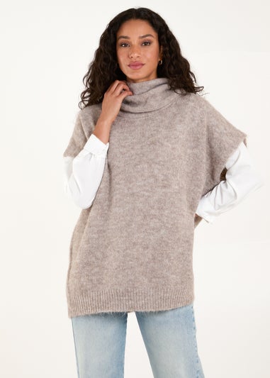 Blue Vanilla Mocha Chunky Roll Neck Tabard