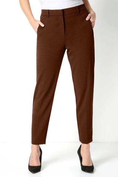 Roman Chocolate Short Straight Leg Stretch Trouser