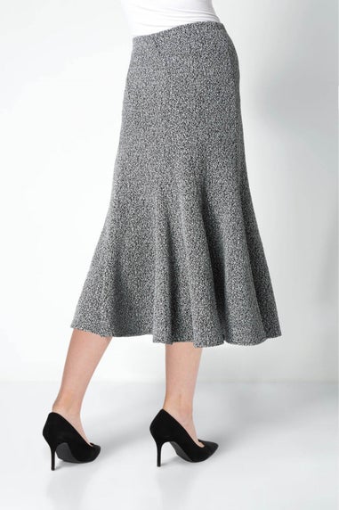 Roman Grey Texture Flared Skirt