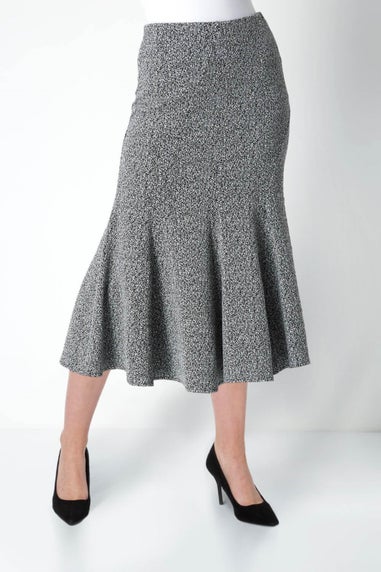 Roman Grey Texture Flared Skirt