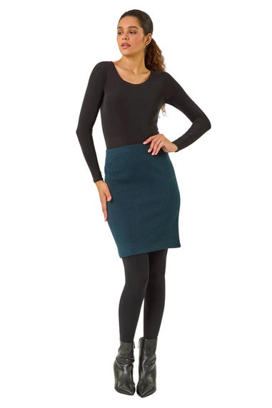 Roman Teal Smart Textured Stretch Pencil Skirt