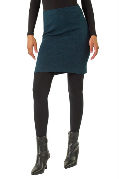 Roman Teal Smart Textured Stretch Pencil Skirt